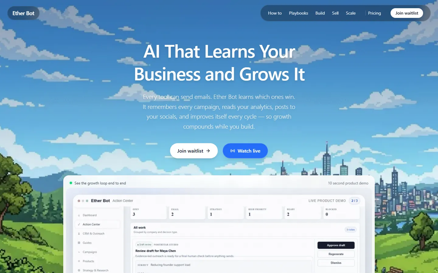 Ether Bot homepage