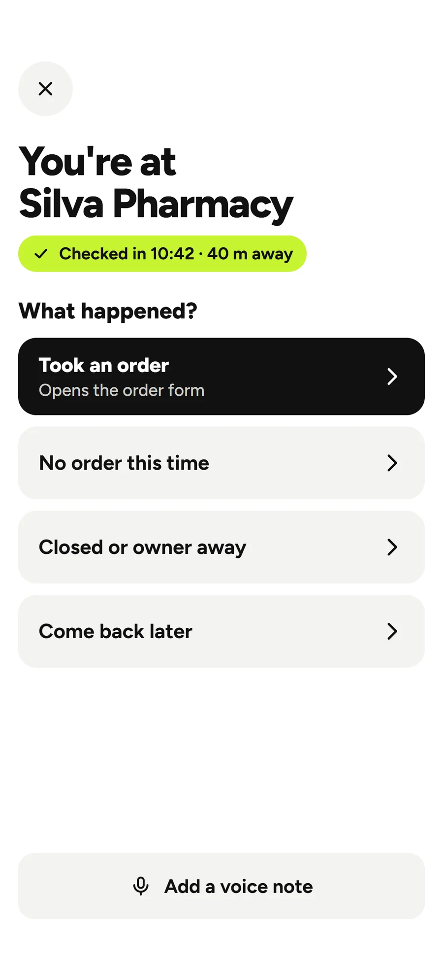 Check-in confirmed by location