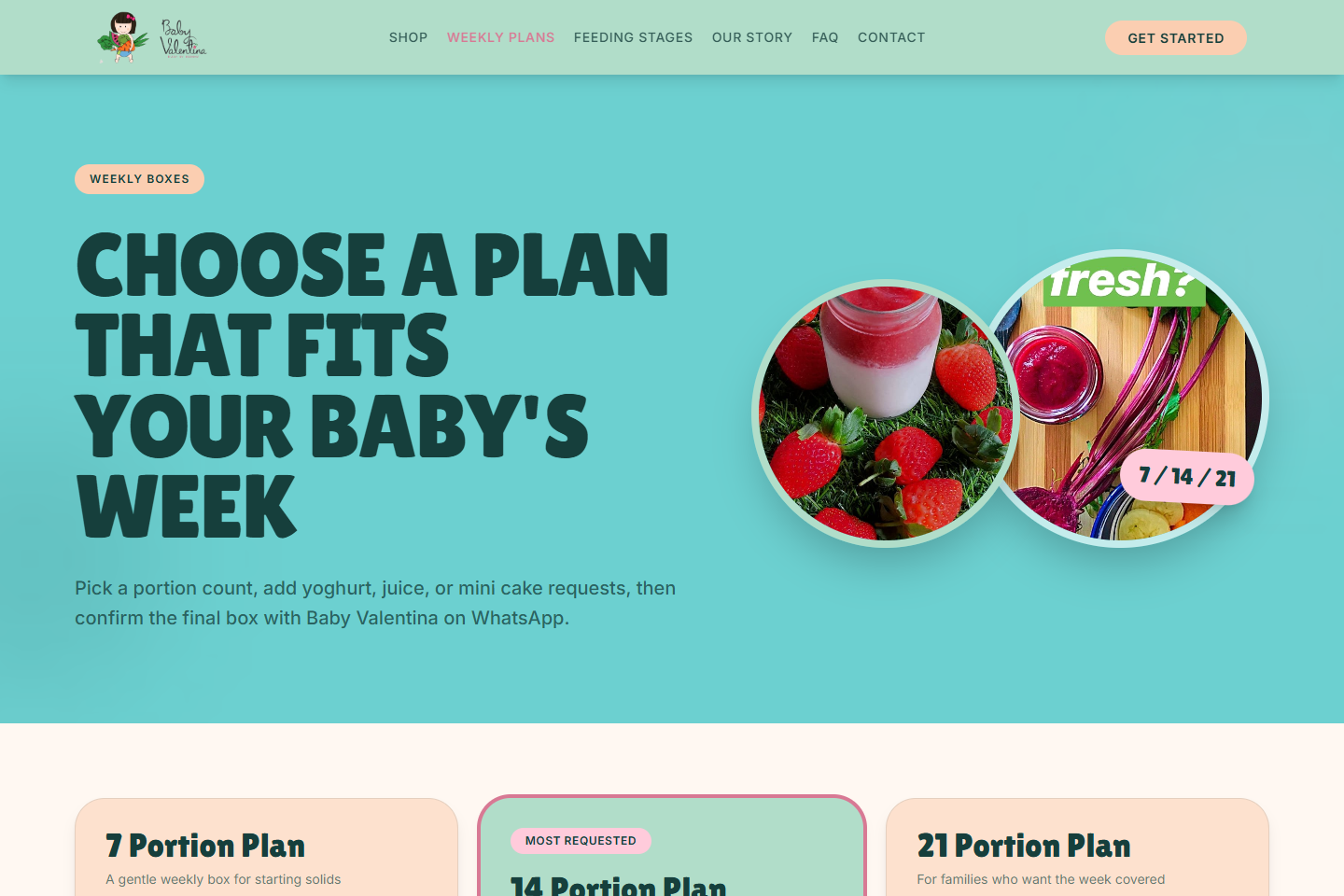 Baby Valentina weekly plans