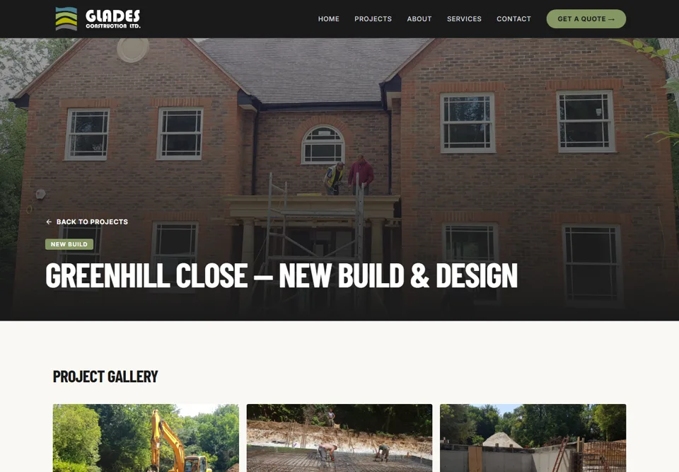 Glades Construction project detail page