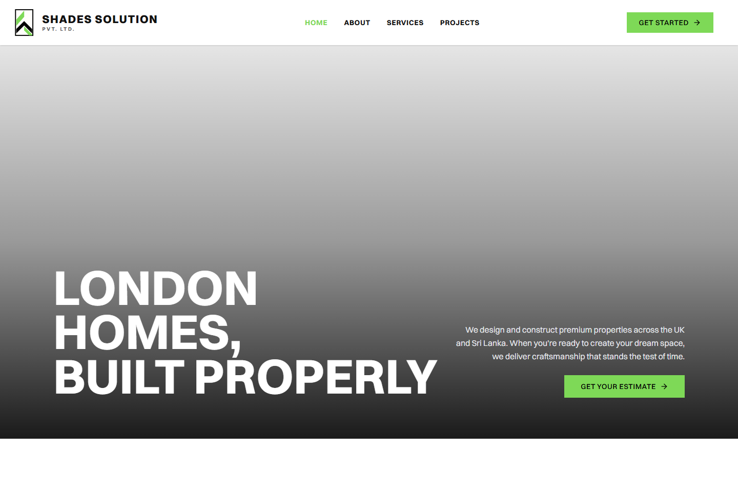 Shades Solution homepage